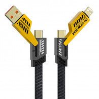 Câble Chargeur 4in1 USB, Type-C, Lightning Noir En Tunisie