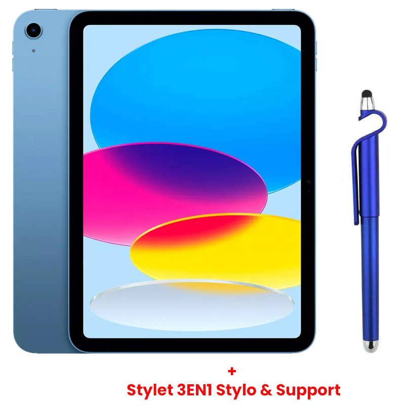 Apple Ipad 10è Génération (2022), Ecran 10.9'', Connectivité san fil Wifi, mémoire 64go + Cellulaire, couleur Bleu
