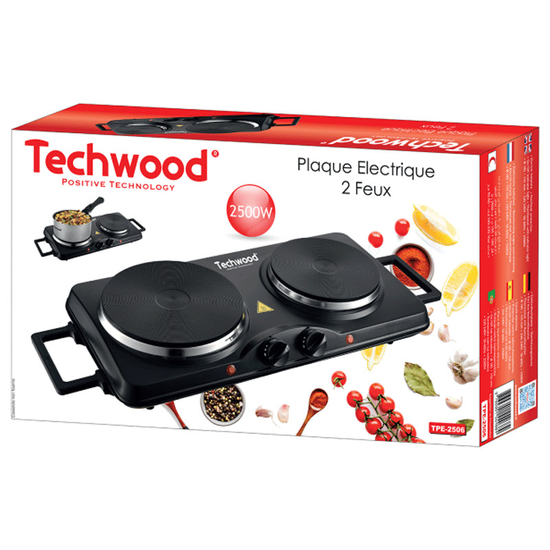 Plaque De Cuisson Électrique Techwood TPE-2516 2500W Noir en Tunisie