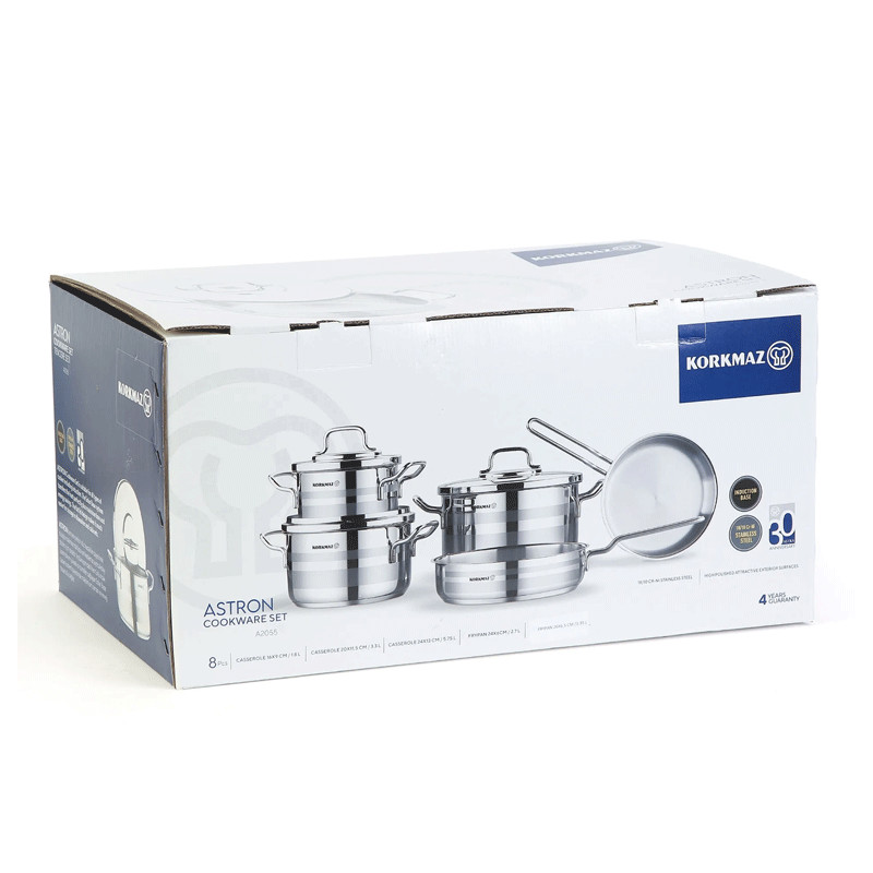 Batterie de Cuisine korkmaz A2055 8 Pièces Inox en Tunisie