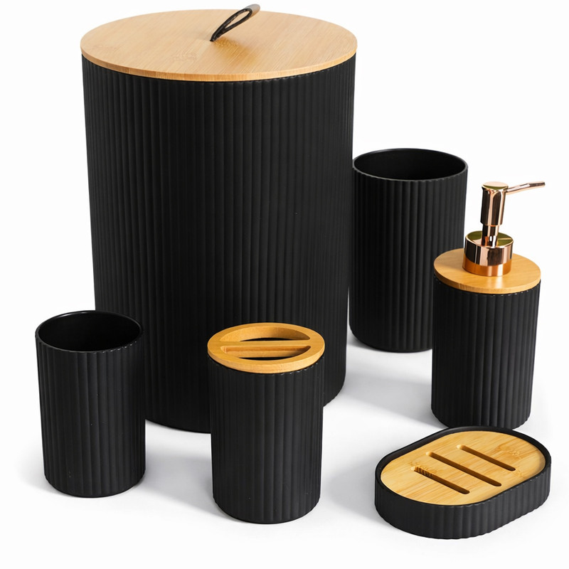 Série Salle De Bain 7 Pièces En Plastique Rond Noir En Tunisie