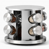 Set Portes Épices 8 Pièces En Verre avec Support Rotative  En Tunisie