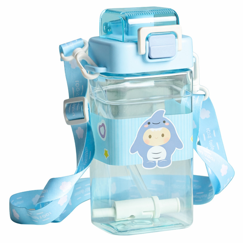 Gourde D'eau Avec Paille Et Sangle 650ML Bleu en Tunisie