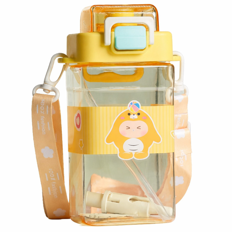 Gourde D'eau Avec Paille Et Sangle 650ML Jaune en Tunisie