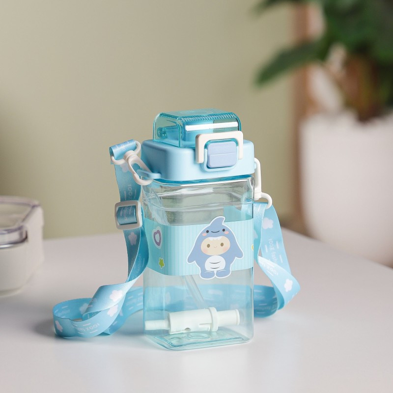 Gourde D'eau Avec Paille Et Sangle 650ML Bleu en Tunisie