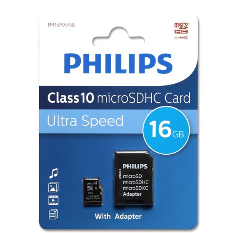 Carte Mémoire Philips Micro SD HC 16Go Classe 10 Avec Adaptateur En Tunisie