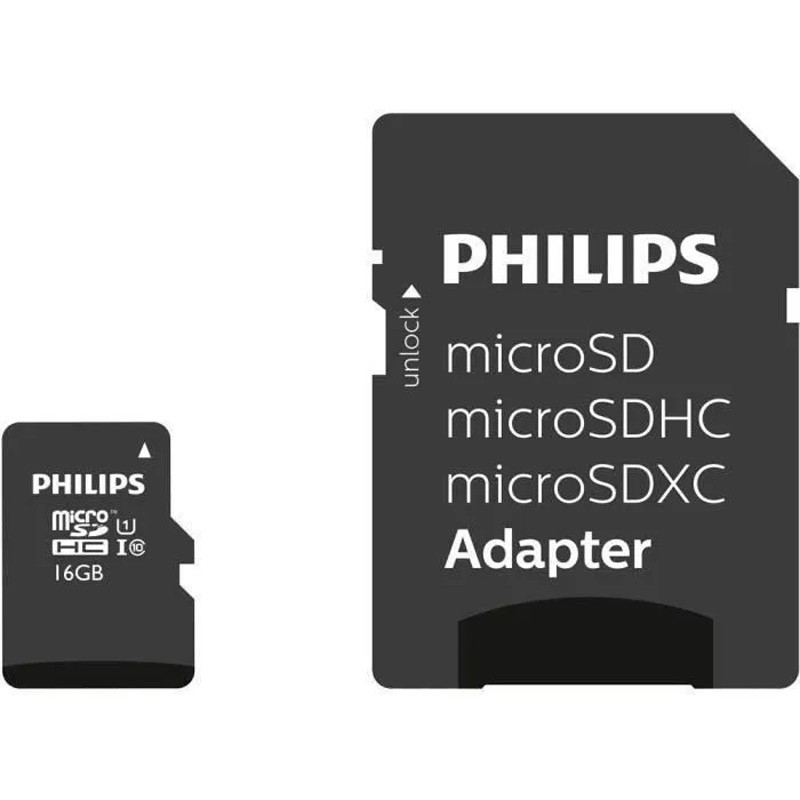 Carte Mémoire Philips Micro SD HC 16Go Classe 10 Avec Adaptateur En Tunisie