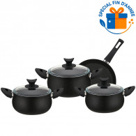 Batterie de Cuisine 7 Pièces Granite Noir En Tunisie