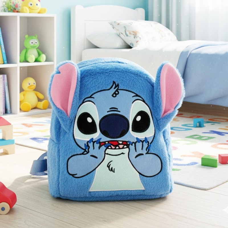 Sac à Dos Stitch En Peluche Douce Bleu En Tunisie