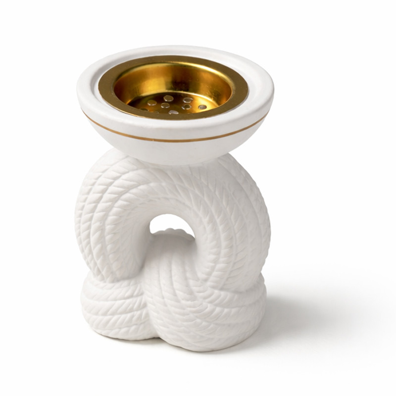 Encensoir Moderne en Céramique Blanc & Doré en Tunisie