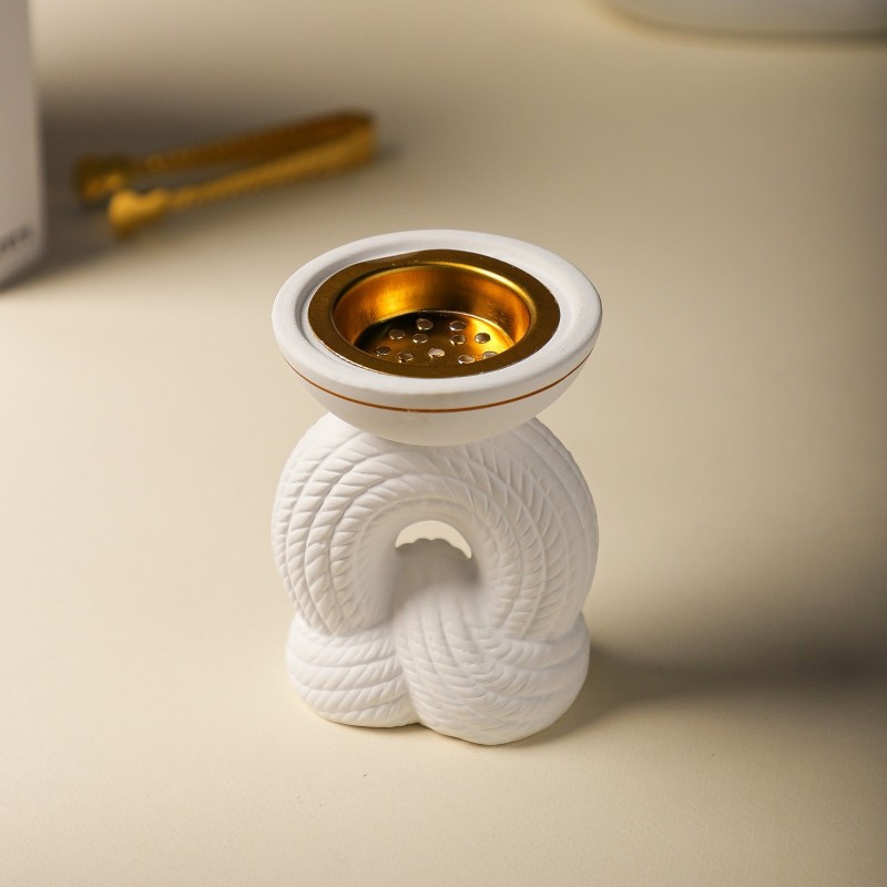 Encensoir Moderne en Céramique Blanc & Doré en Tunisie
