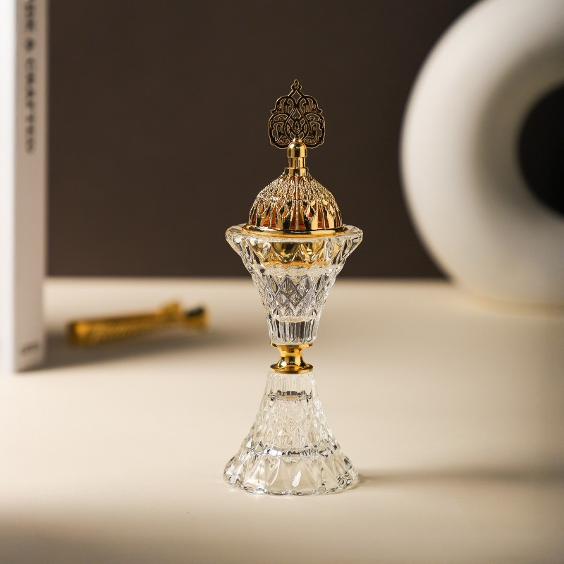 Encensoir En Verre Avec Couvercle Doré En Tunisie