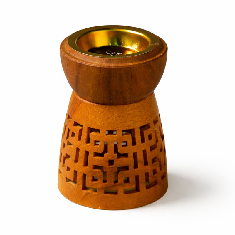 Encensoir en Bois avec Motifs Ajourés Marron & Doré en Tunisie