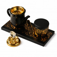 Encensoir De Luxe Avec Motifs Arabes Noir & Doré En Tunisie