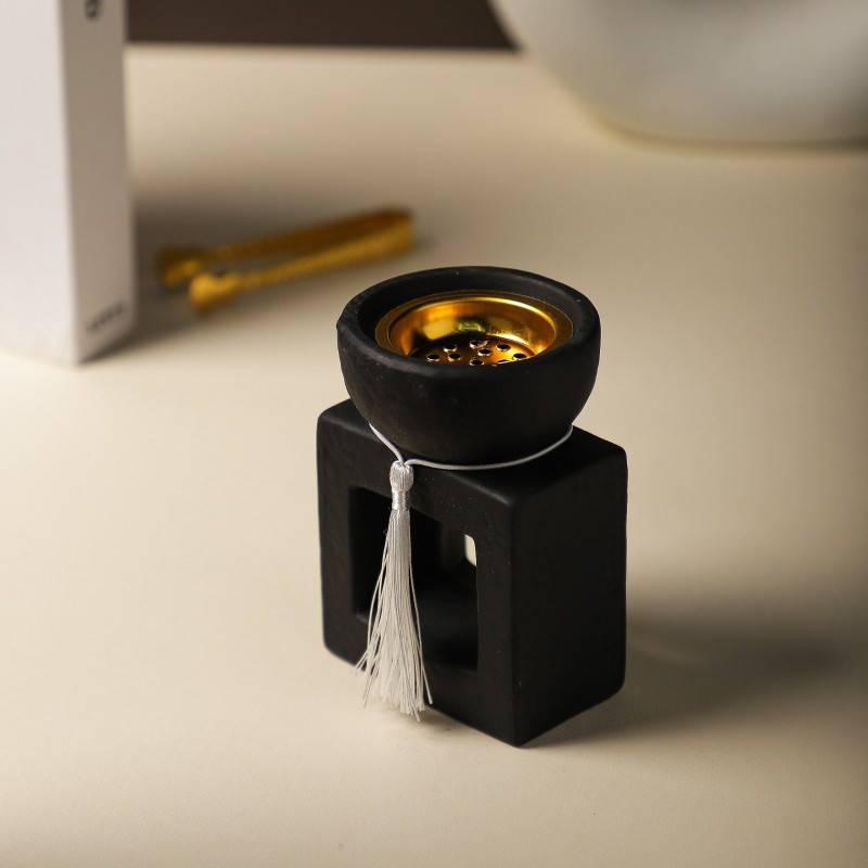 Encensoir Moderne en Céramique Noir & Doré en Tunisie