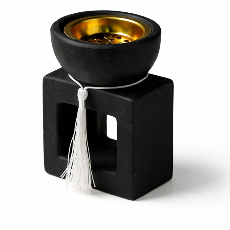 Encensoir Moderne en Céramique Noir & Doré en Tunisie