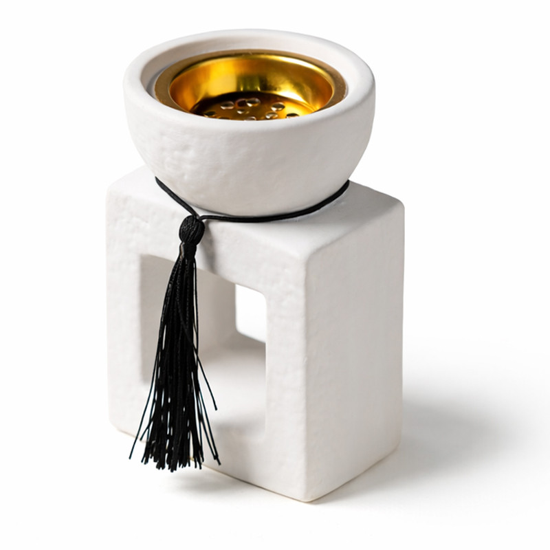 Encensoir Moderne en Céramique Blanc & Doré en Tunisie
