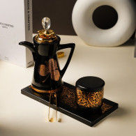 Encensoir en Céramique avec Accessoires Noir & Doré en Tunisie