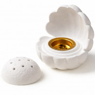 Encensoir Coquillage en Céramique  Blanc & Doré en Tunisie