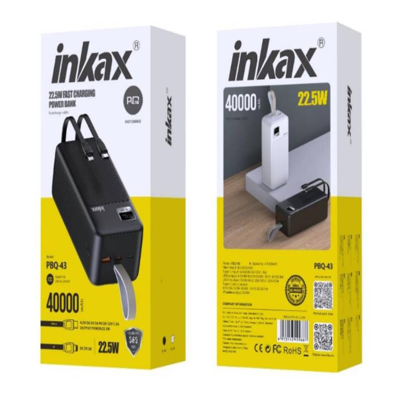 Power Bank Inkax PBQ-43 40 000 mAh Noir En Tunisie