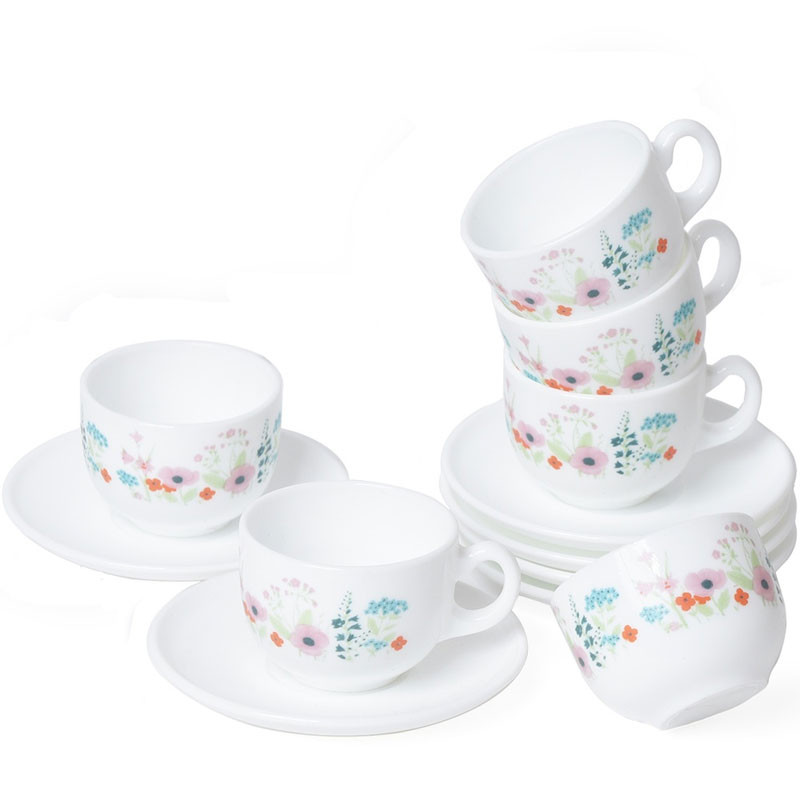 Coffret De 6 Tasses à Café Luminarc Rose Pompon V7687 9CL Blanc en Tunisie