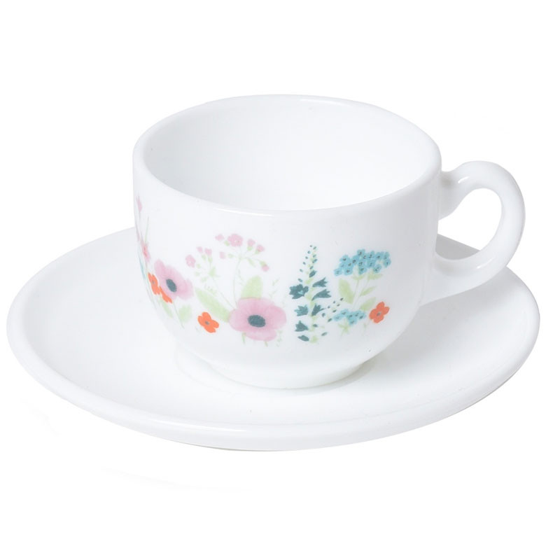 Coffret De 6 Tasses à Café Luminarc Rose Pompon V7687 9CL Blanc en Tunisie