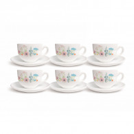 Coffret De 6 Tasses à Café Luminarc Rose Pompon V7990 22CL Blanc en Tunisie