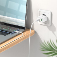 Chargeur Hoco C80A Plus Rapide 18W Dual Type-C Lightning Blanc En Tunisie