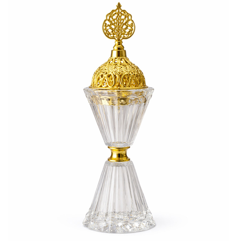 Encensoir Oriental En Verre Lux 96-12 Doré en Tunisie