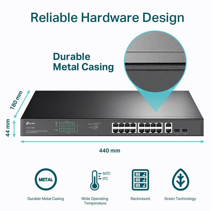 Switch TP-LINK TL-SG1218MPE 2G Class4 PoE SFP En Tunisie