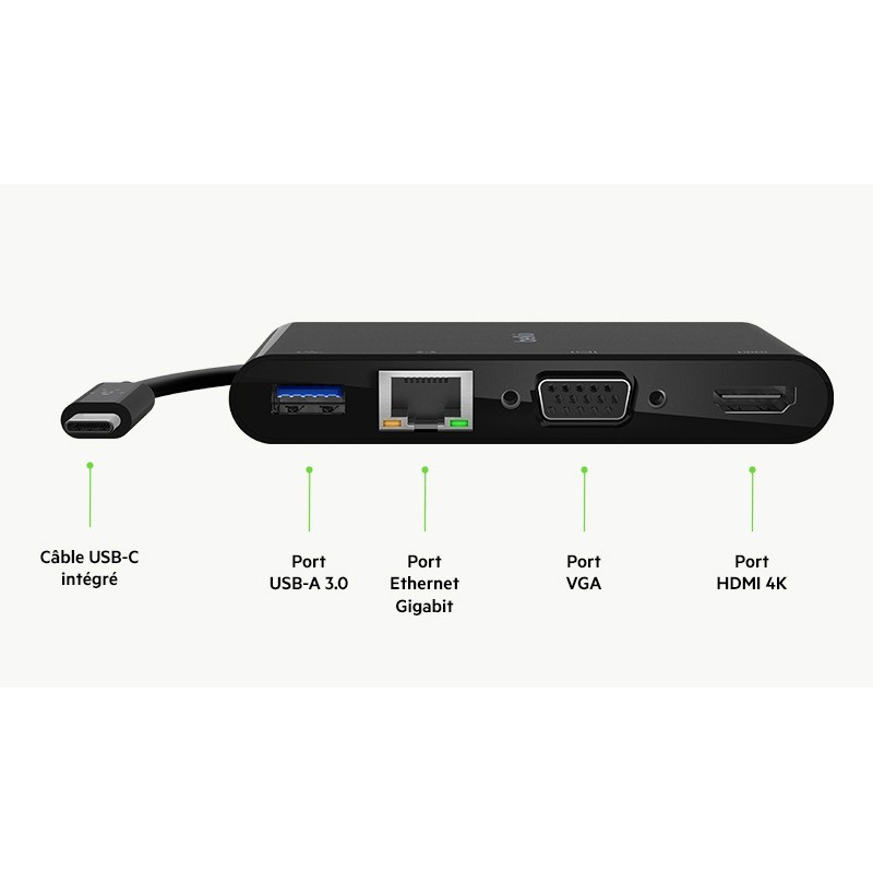 Adaptateur Belkin USB-C 5 En 1 Noir En Tunisie