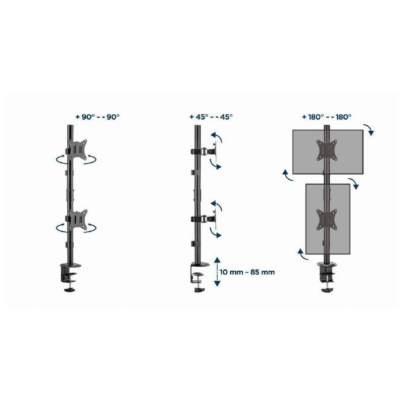 Support De Bureau GEMBIRD MA-D2-02 17" - 32" Noir en Tunisie