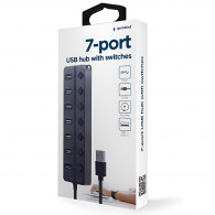 Hub USB Gembird 7 Ports USB-A/USB-C Vers USB-A Noir en Tunisie