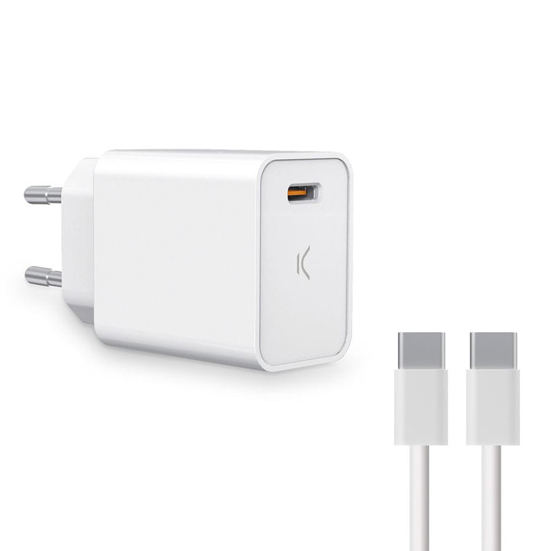 Chargeur Ksix Type-C 20W Blanc En Tunisie