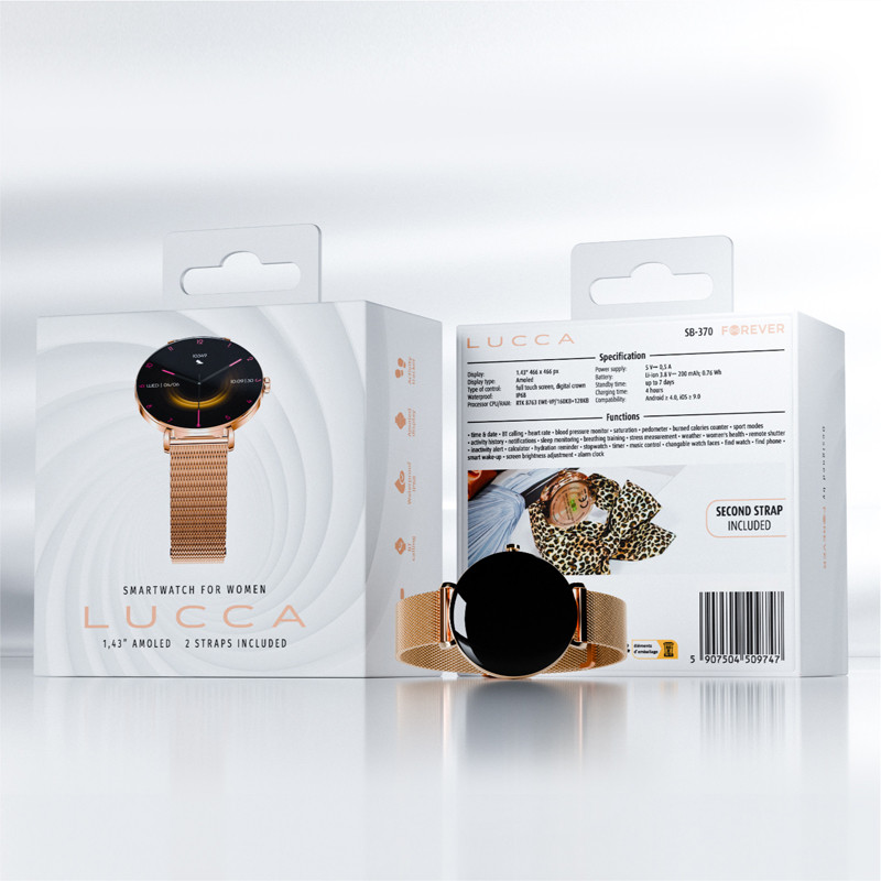 Montre Connectée Forever Lucca SB-370 Rose Gold + Bracelet Léopard en Tunisie
