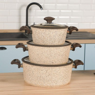 Batterie de Cuisine Falez 50 Pièces Granite Beige & Marron en Tunisie