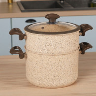 Batterie de Cuisine Falez 50 Pièces Granite Beige & Marron en Tunisie