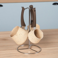 Batterie de Cuisine Falez 50 Pièces Granite Beige & Marron en Tunisie