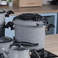 Batterie de Cuisine Falez 50 Pièces Granite Gris & Noir en Tunisie