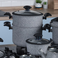 Batterie de Cuisine Falez 50 Pièces Granite Gris & Noir en Tunisie