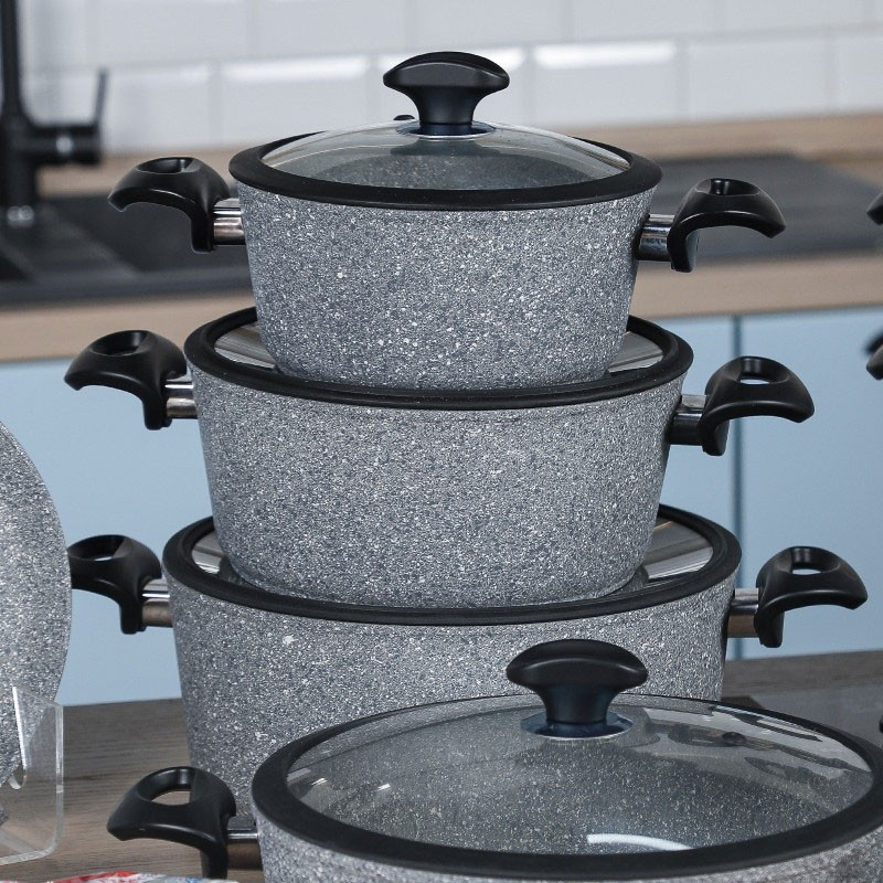 Batterie de Cuisine Falez 50 Pièces Granite Gris & Noir en Tunisie