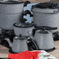 Batterie de Cuisine Falez 50 Pièces Granite Gris & Noir en Tunisie