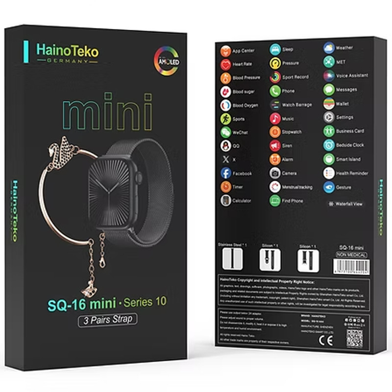 Montre Connectée Haino Teko SQ-16 Mini Noir + 2 Ceintures En Tunisie