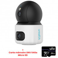 Caméra De Surveillance Interne Uniarch IP Double Objectif 10 MP (5 MP + 5 MP) Blanc