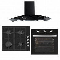 Pack Électroménager Mont Blanc : Hotte + Four + Plaque Noir en Tunisie