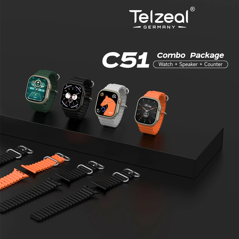 Montre Connectée Telzeal C51 Noir + Haut-parleur + Sebha Electronique en Tunisie