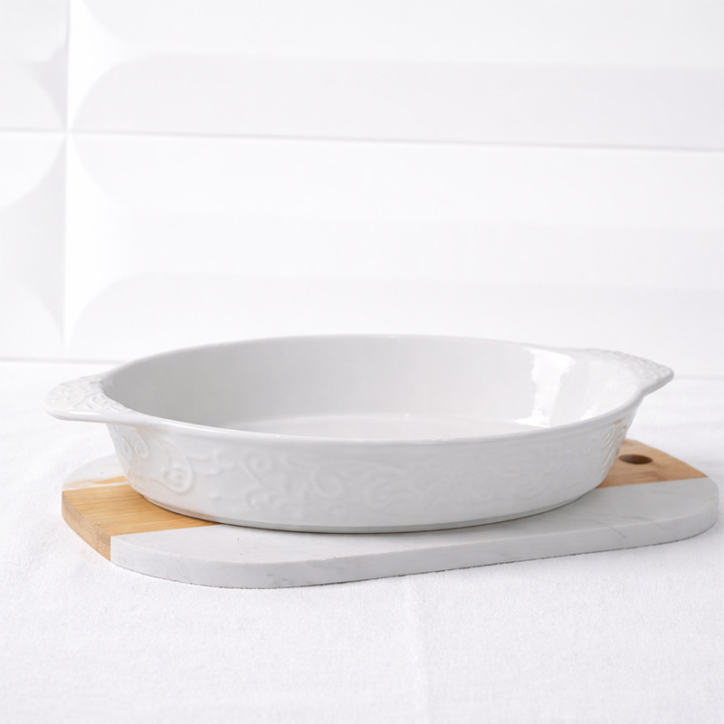 Plat à Four Ovale 30 × 22 Cm Blanc En Tunisie