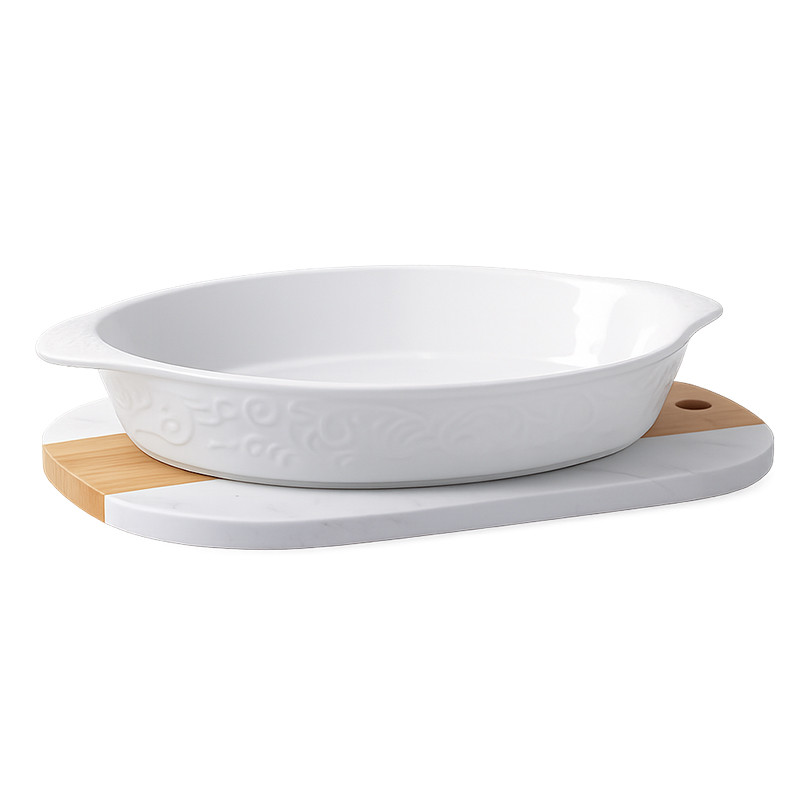 Plat à Four Ovale  30 × 22 Cm Blanc En Tunisie