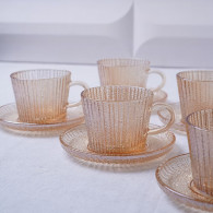 Coffret De 6 Tasses à Café au Lait avec Sous-Tasses Ambre En Tunisie