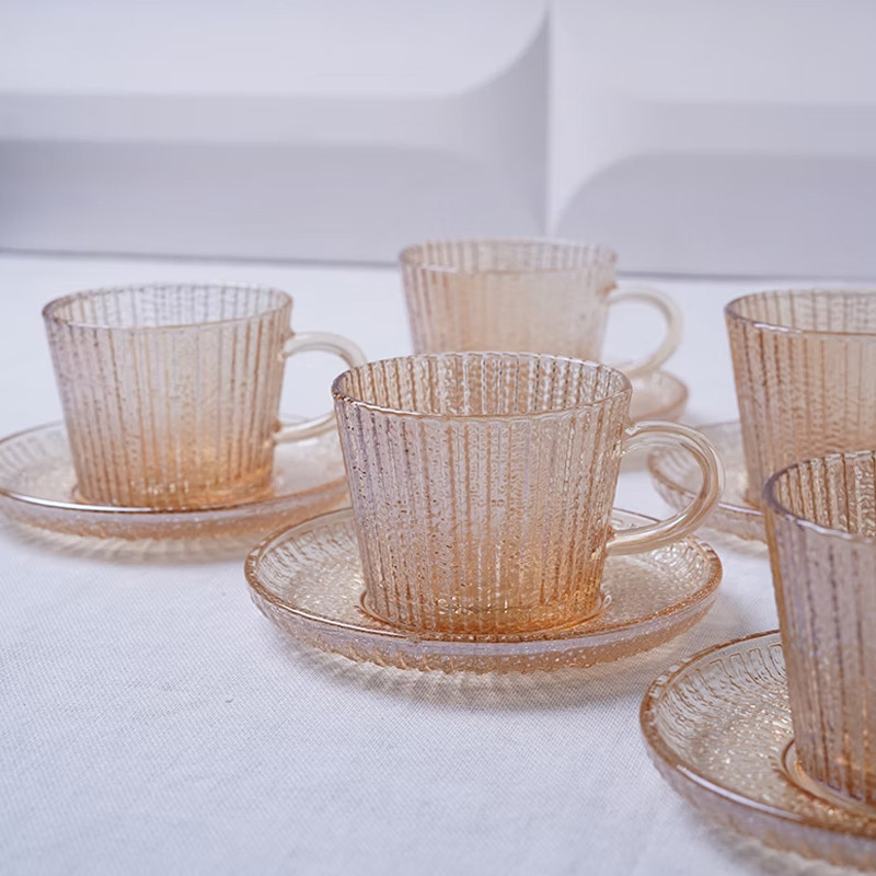 Coffret De 6 Tasses à Café au Lait avec Sous-Tasses Ambre En Tunisie